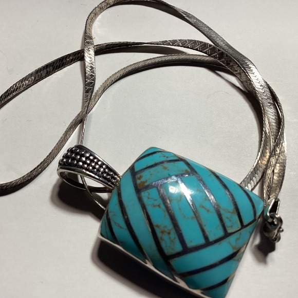 TURQUOISE STERLING STUNNING NECKLACE UNIQUE ! OOAK - Picture 7 of 16